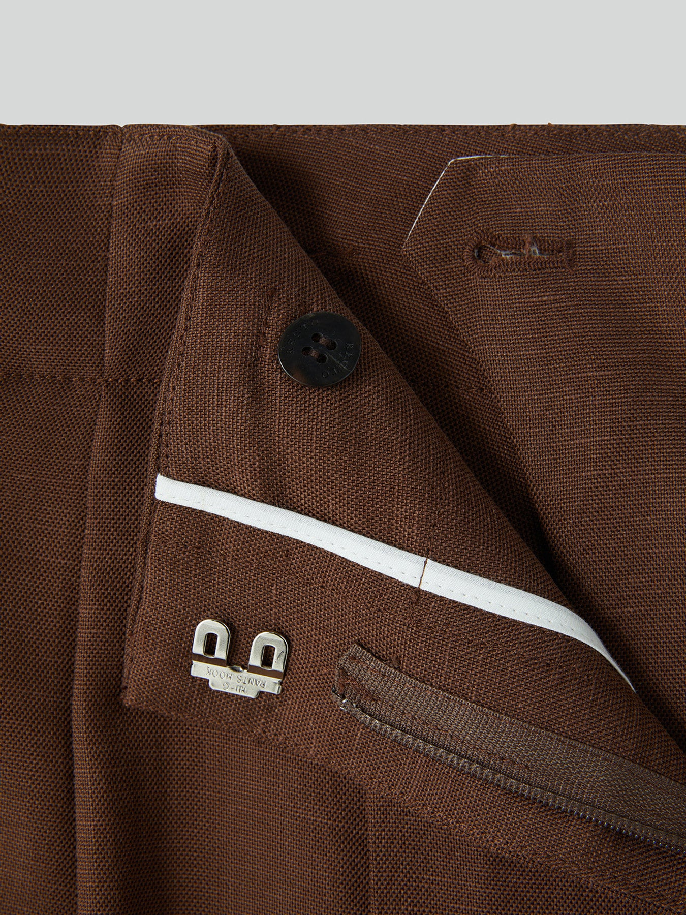 Linen Blend Pleated Pants (Chocolate Brown)