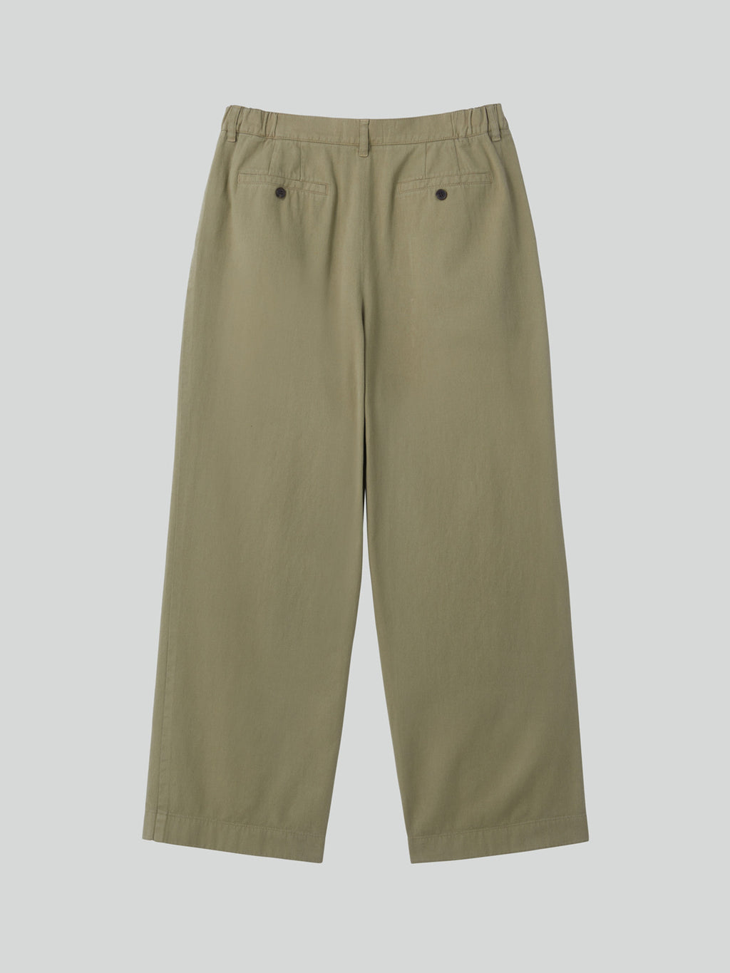 Banding Detail Wide Cotton Pants (Light Khaki)