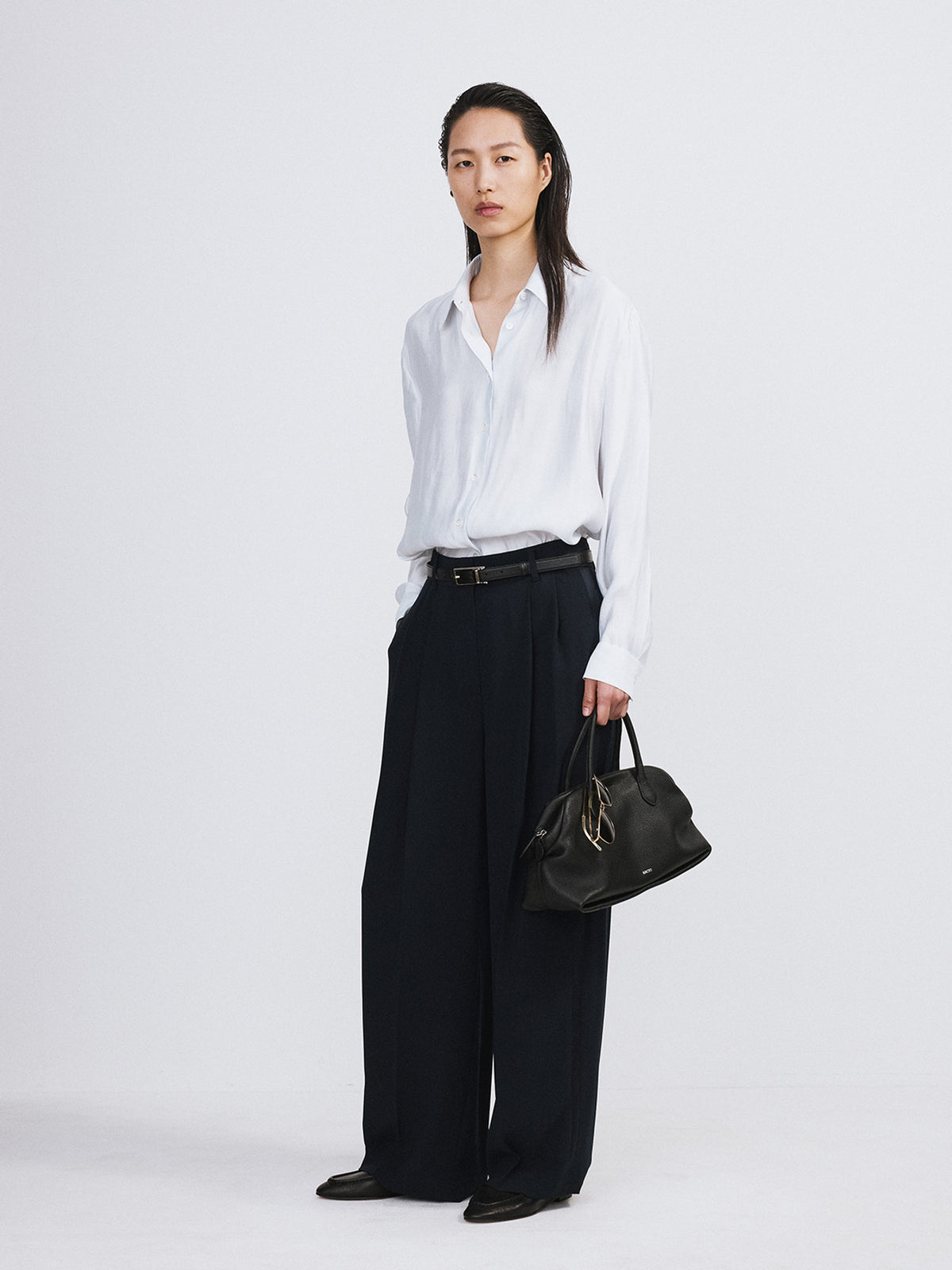 Oversized Sheer Shirt (White Grey)