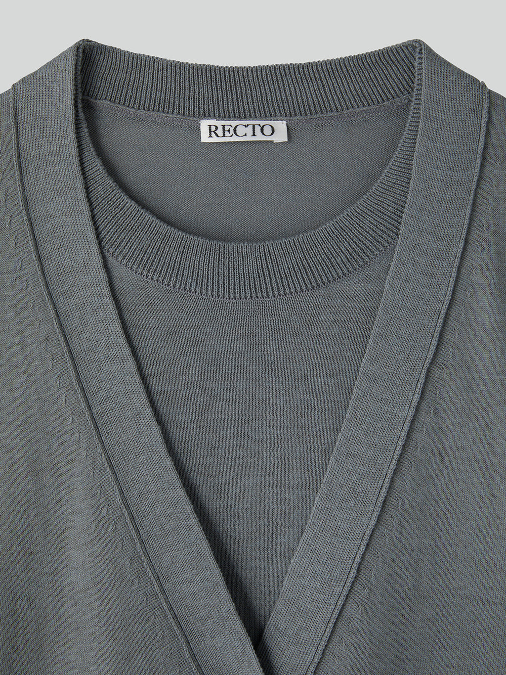 Silk-Linen Blend Layered Knit Top (Cool Grey)