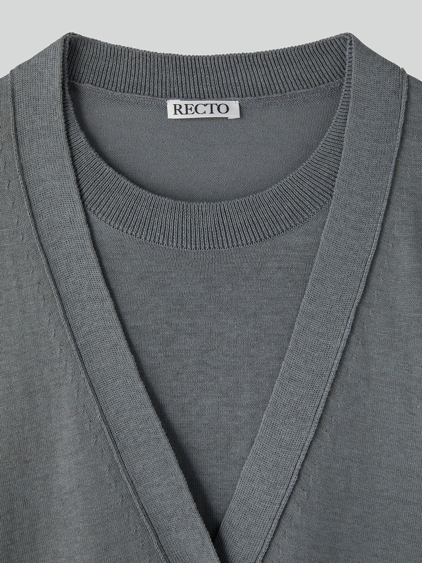 Silk-Linen Blend Layered Knit Top (Cool Grey)