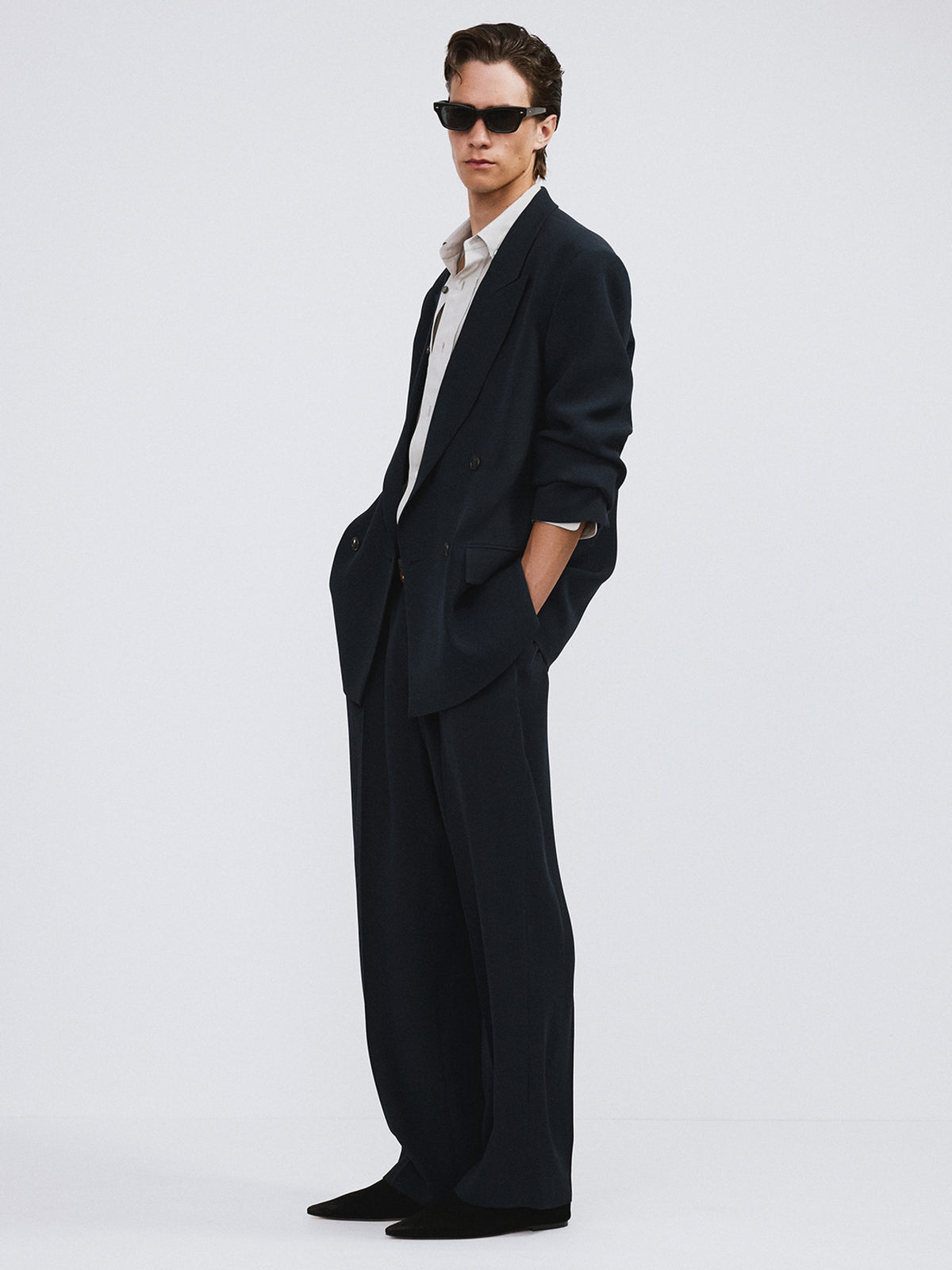 Fluid Double Suit Jacket (Dark Navy)