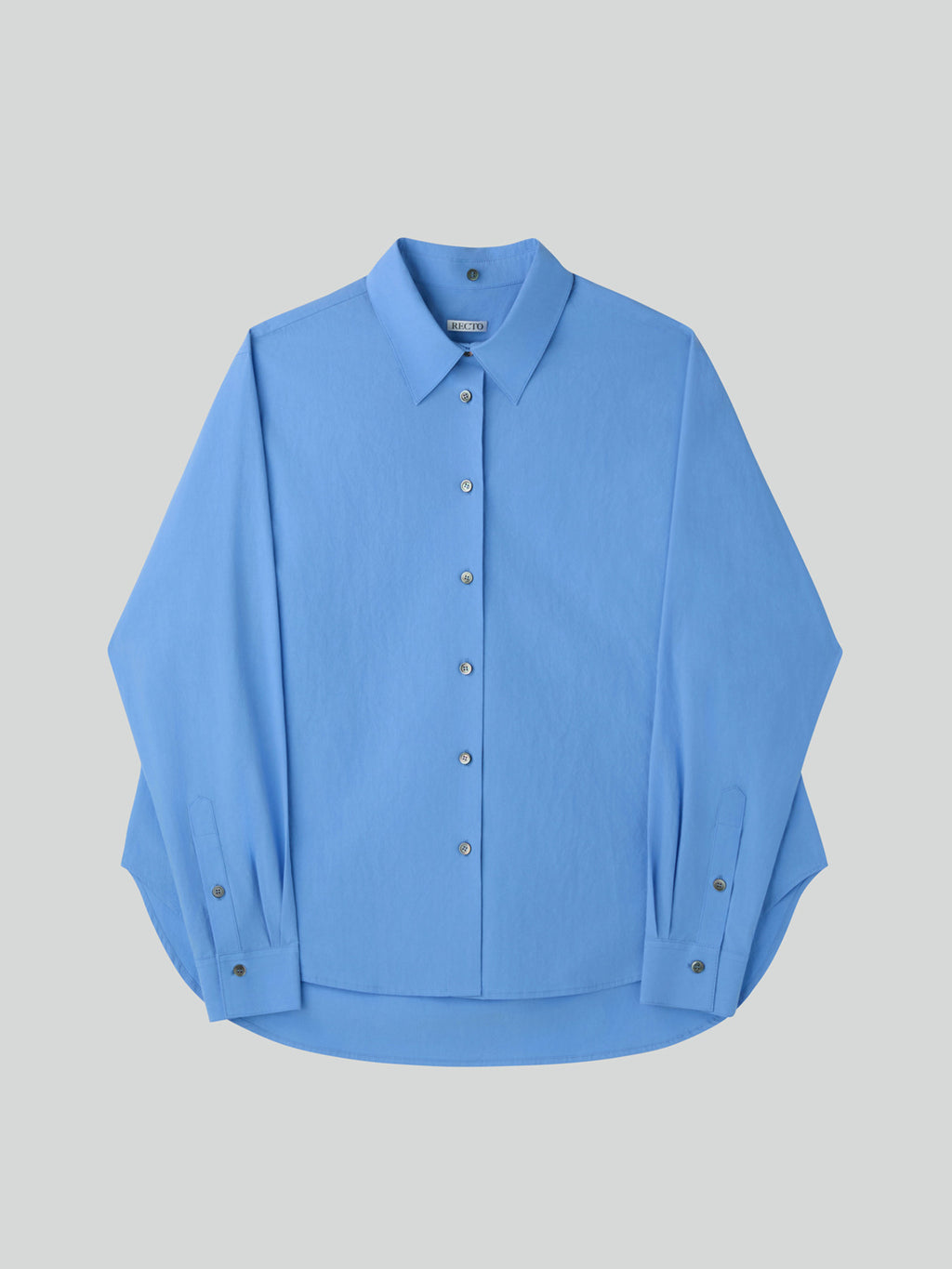 Detachable Scarf Cotton Shirt (Baby Blue)