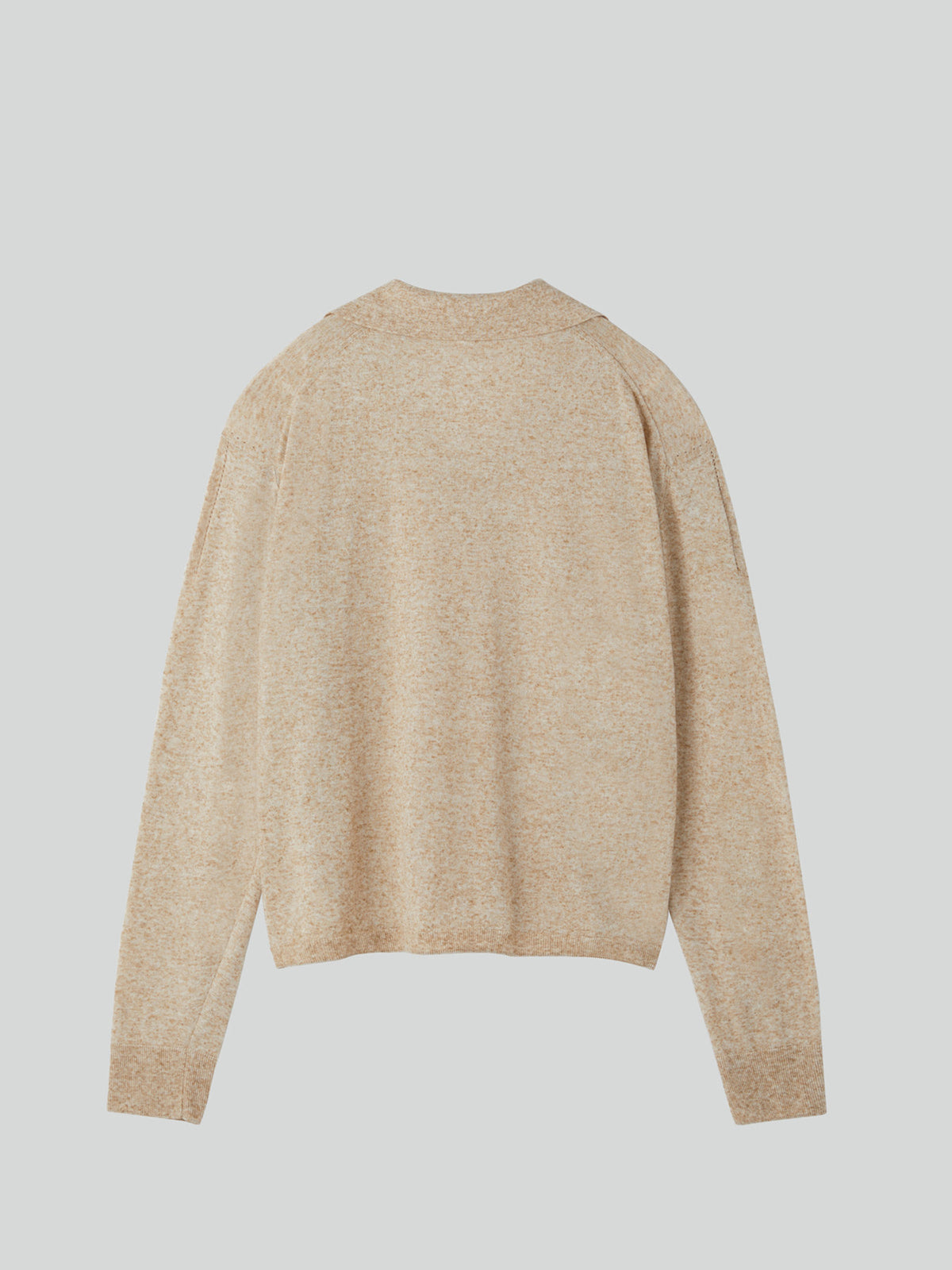 Linen Blend Polo Top (Oatmeal)