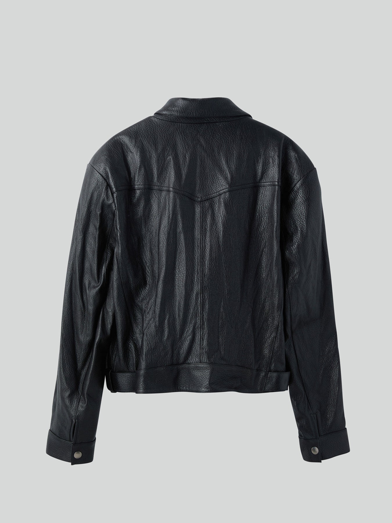 Vintage Effect Biker Jacket (Black)
