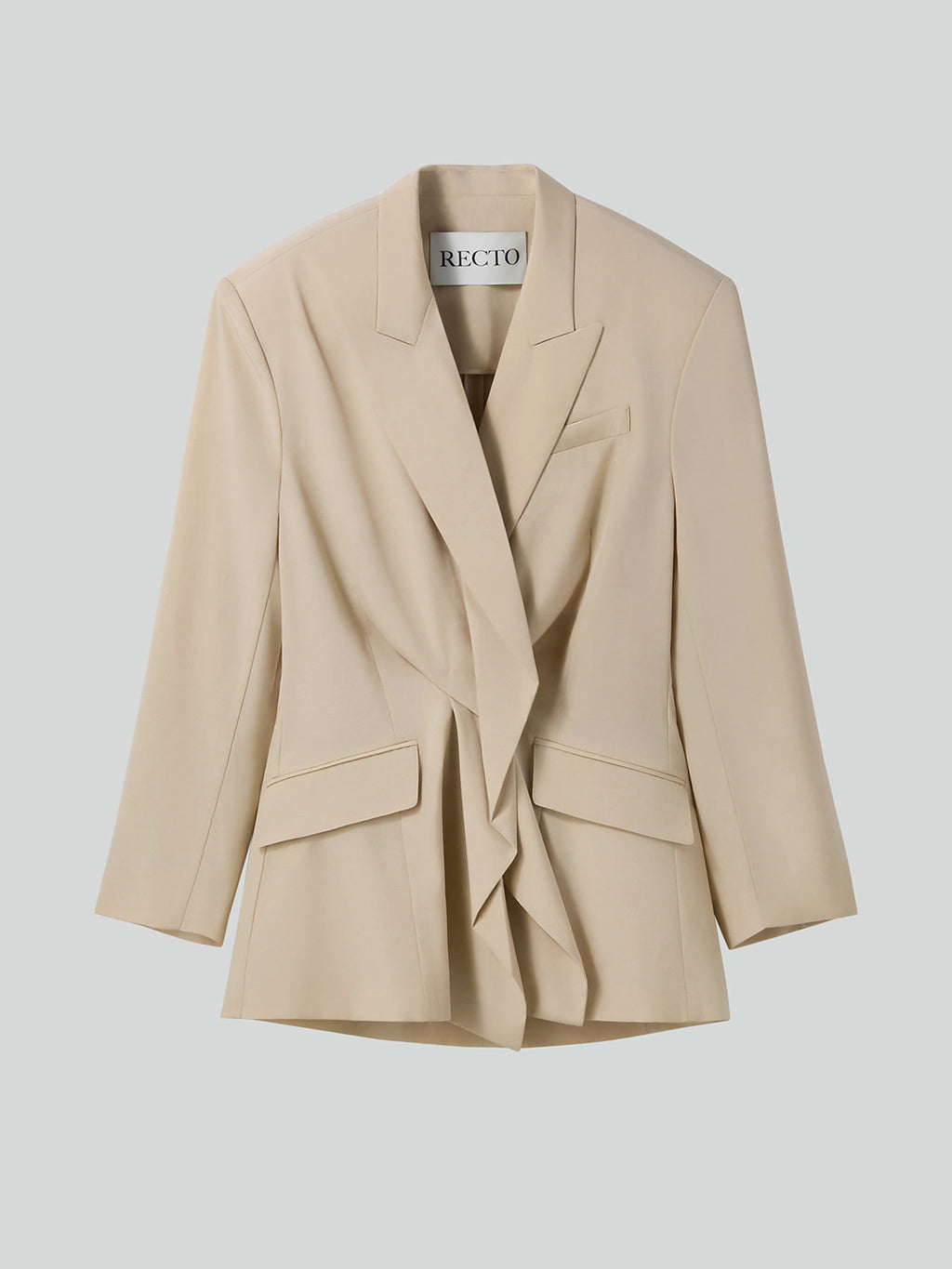 Drape Detail Suit Jacket (Light Beige)