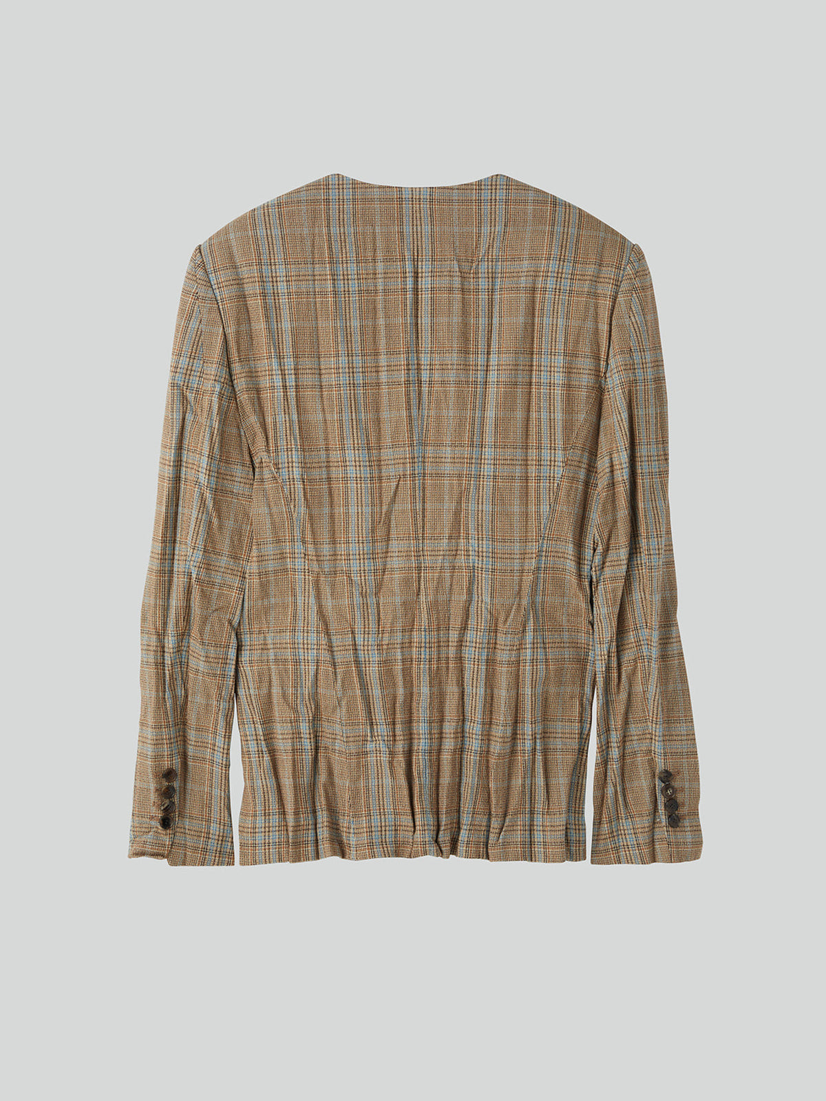 Crinkle Vintage Check Jacket (Camel)