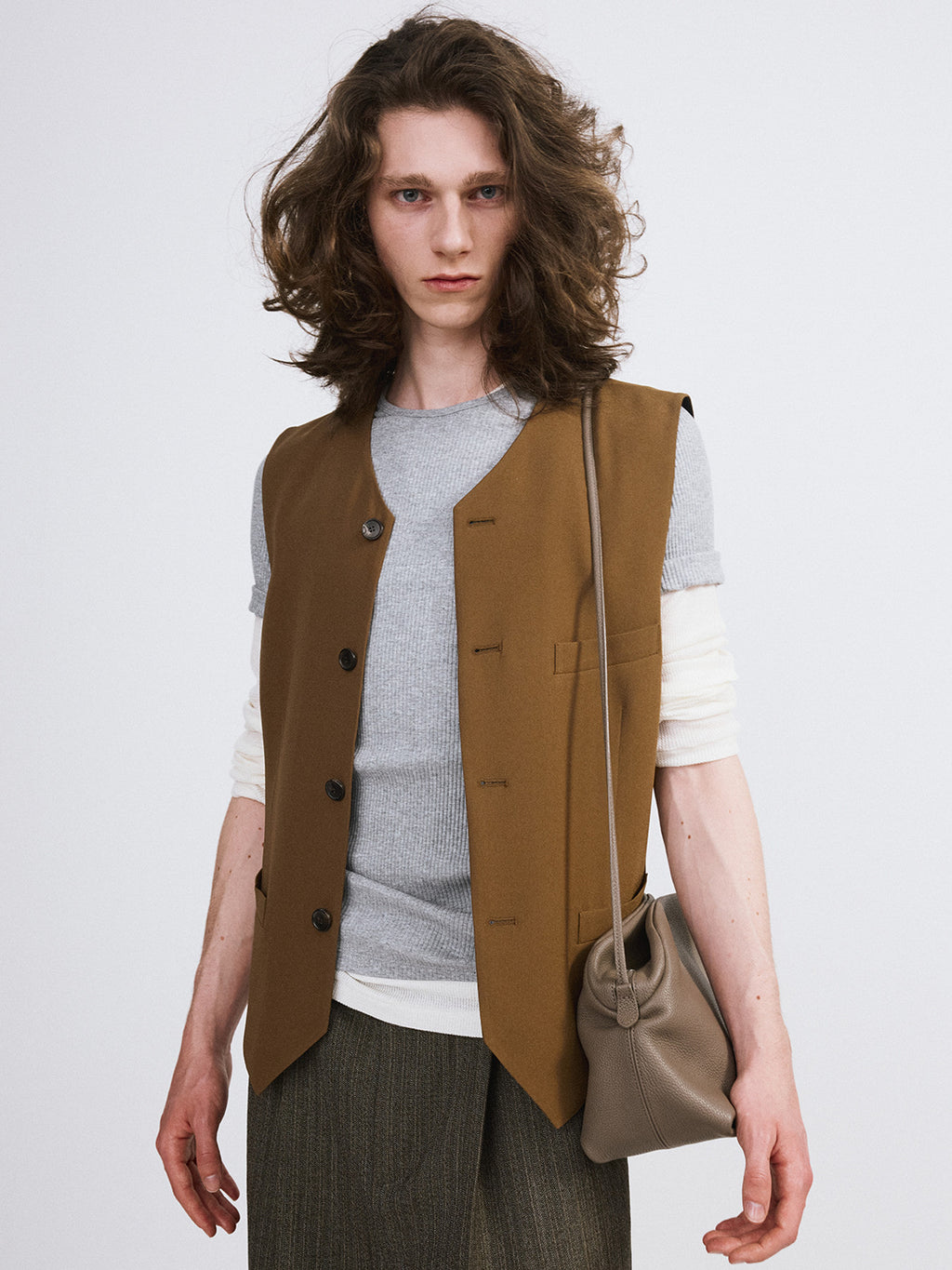 Strap Detail Suit Vest (Ochre)
