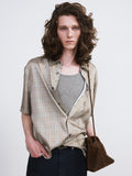 '70s Vintage Check Shirt (Beige Khaki)