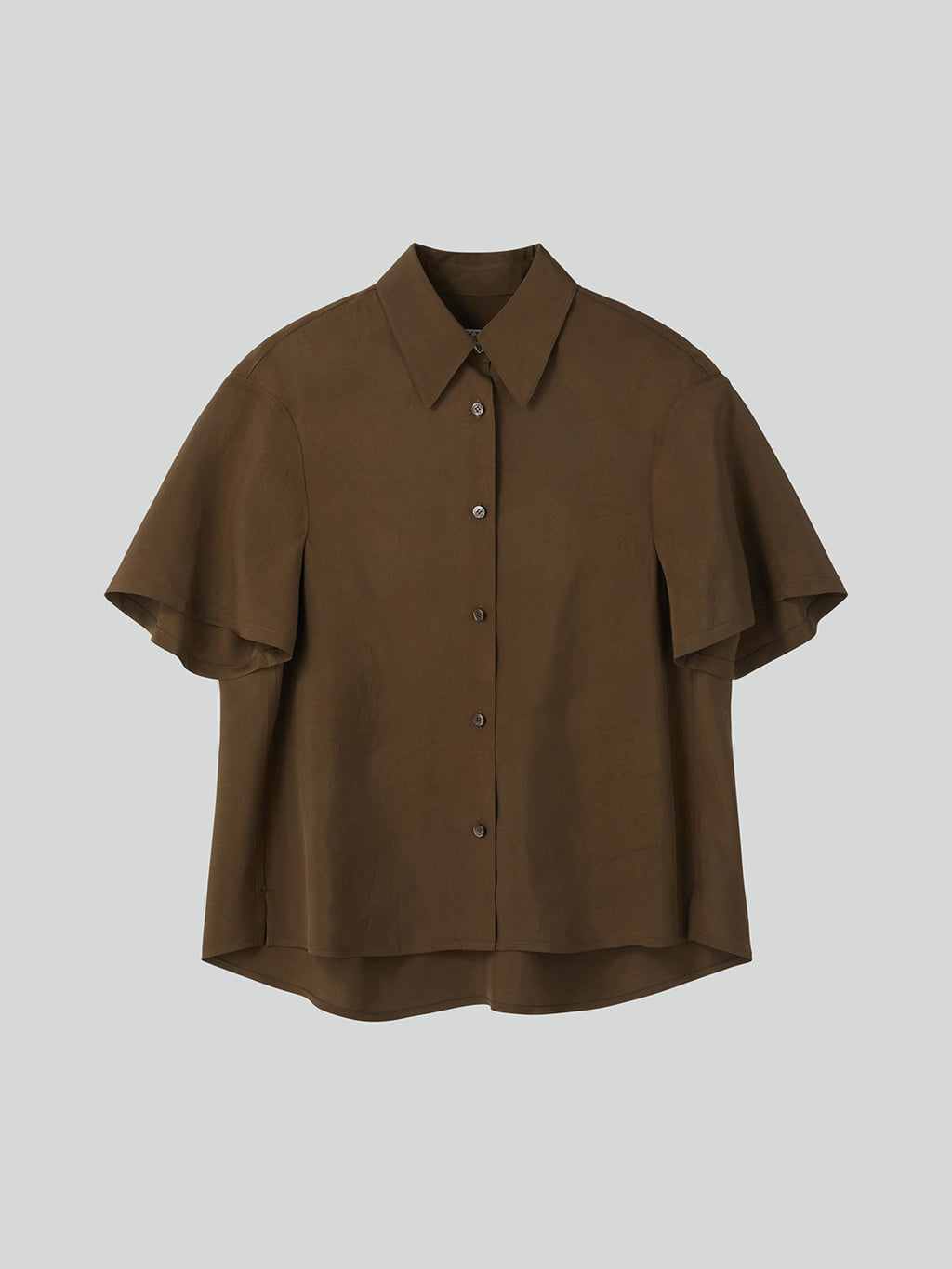 Wrinkled Fluid Blouse (Khaki Brown)
