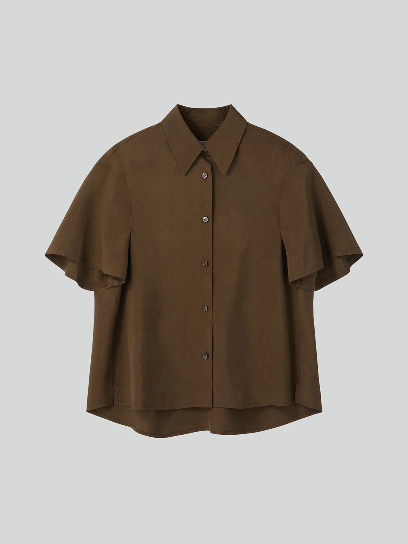 Wrinkled Fluid Blouse (Khaki Brown)
