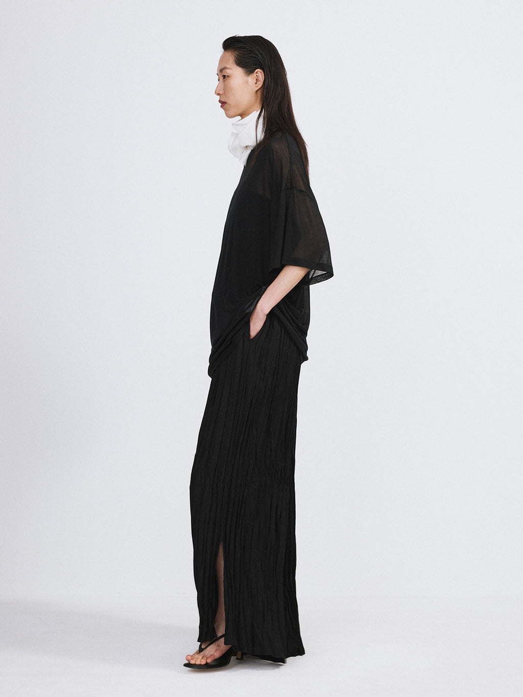 Oversized Sheer T-Shirt (Black)