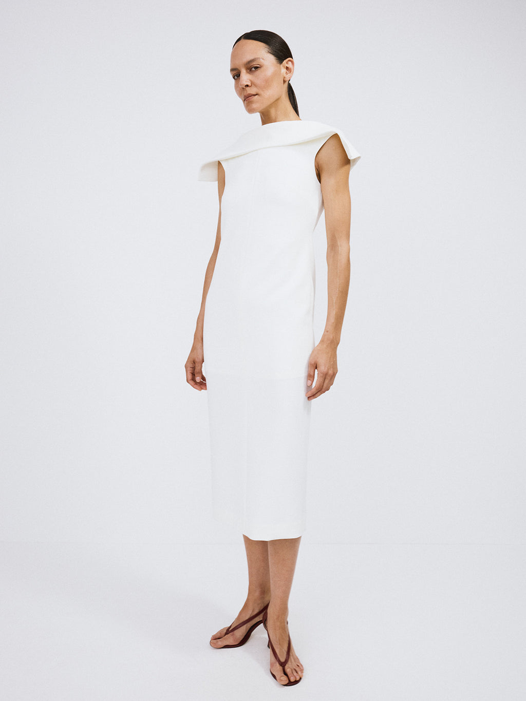Open Back High Neck Dress (Off White)