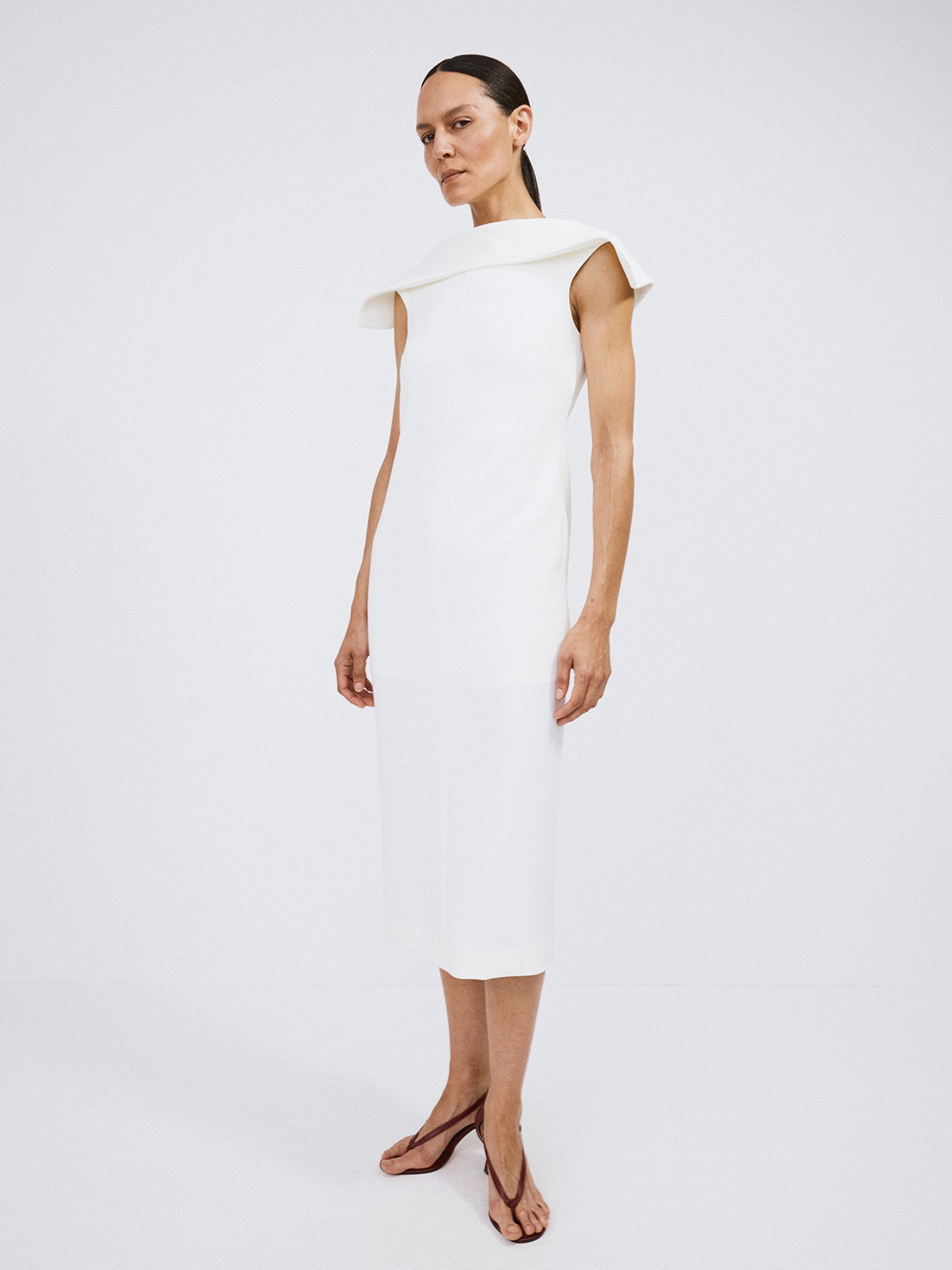 Open Back High Neck Dress (Off White)