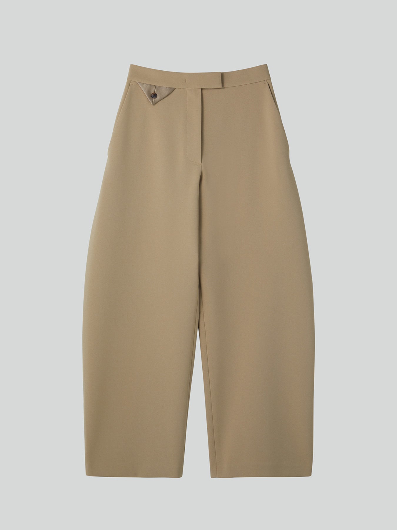 Curved Legs Crepe Pants (Khaki Beige)