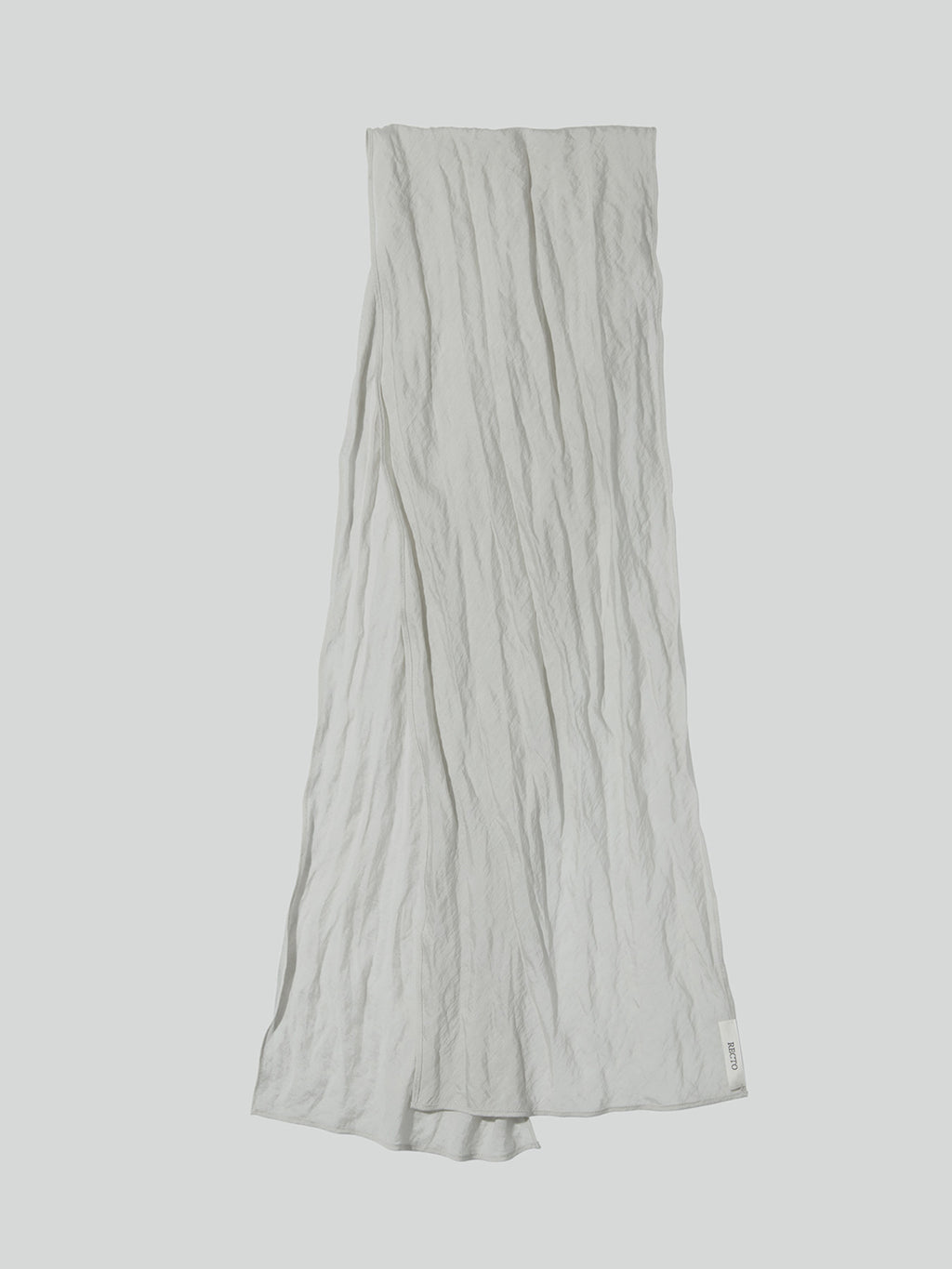Silk Blend Gathered Tie Scarf (Taupe)