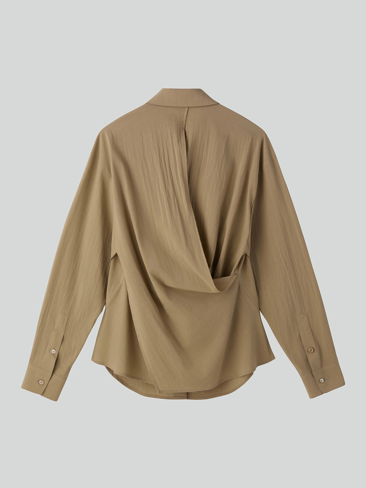 Open Back Draped Shirt (Khaki Beige)