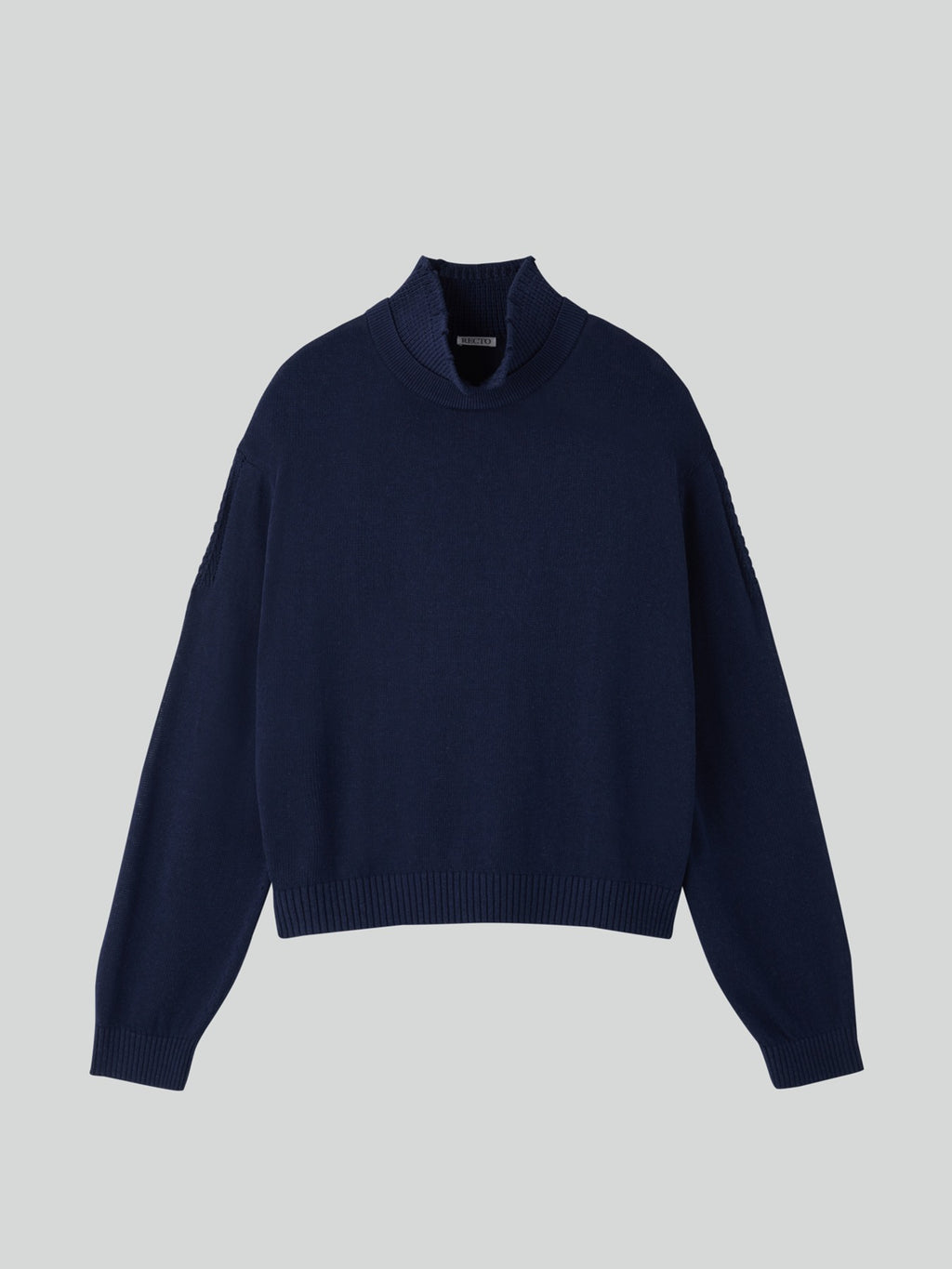 Waffle Collar Knit Top (Purple Blue)