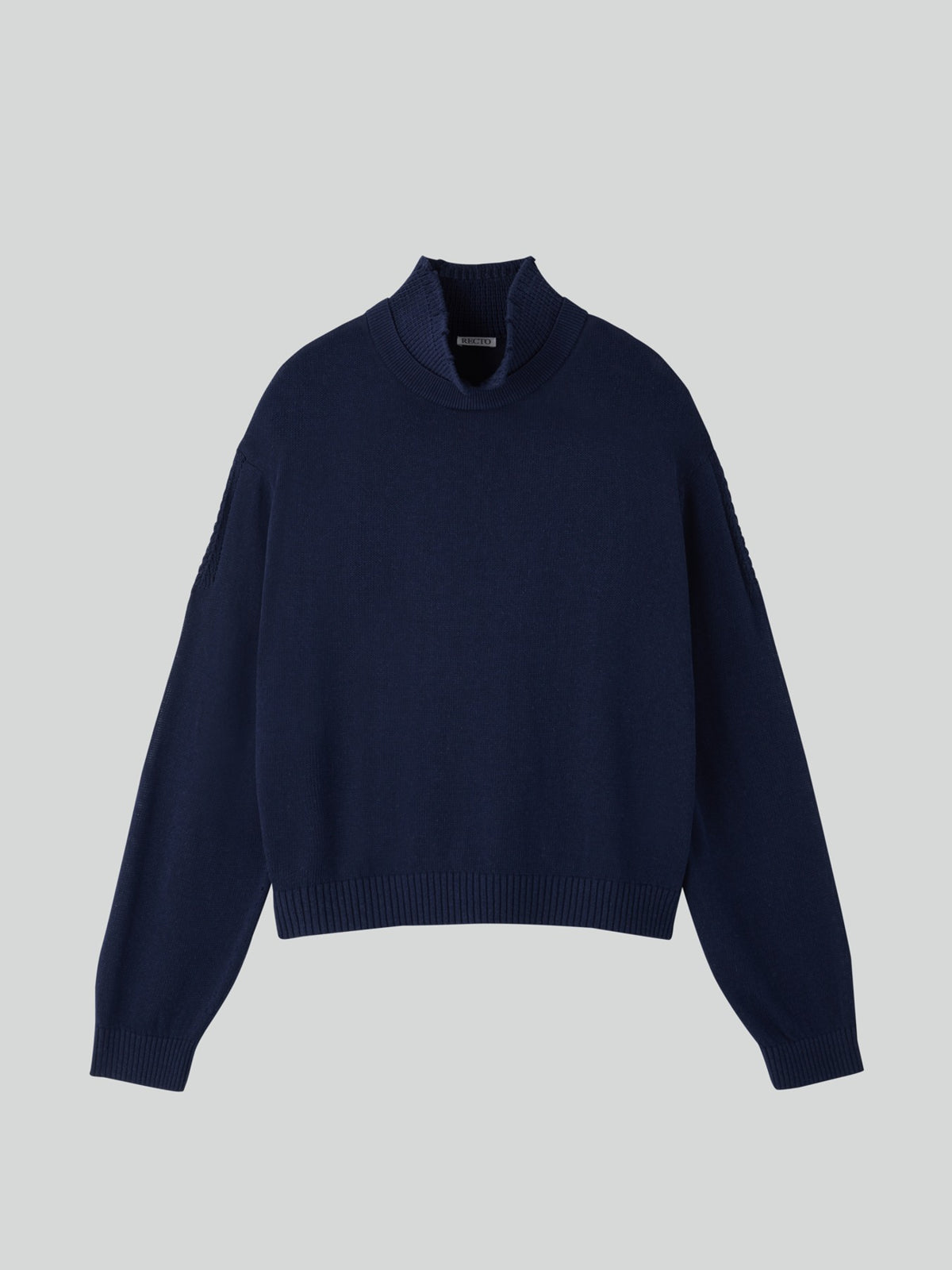 Waffle Collar Knit Top (Purple Blue)
