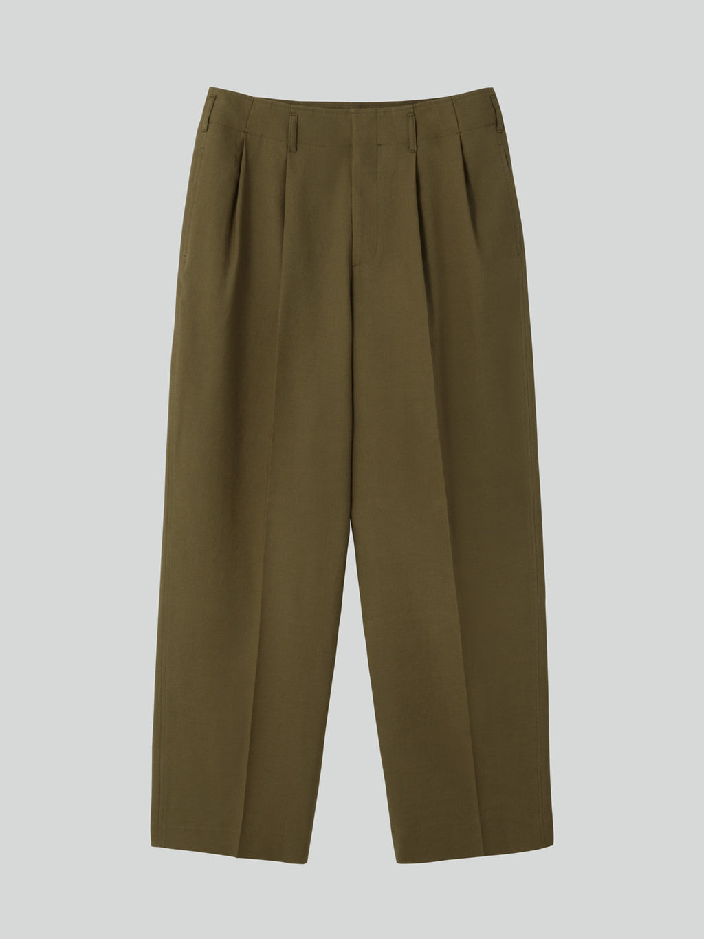 Linen Blend Pleated Pants (Khaki)