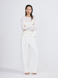 Curved Legs Crepe Pants (Off White)