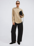 Open Back Draped Shirt (Khaki Beige)