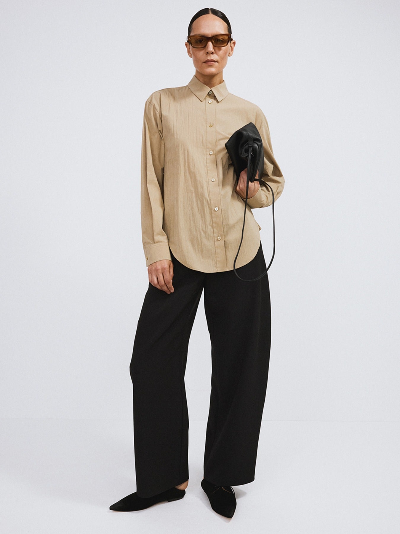 Open Back Draped Shirt (Khaki Beige)