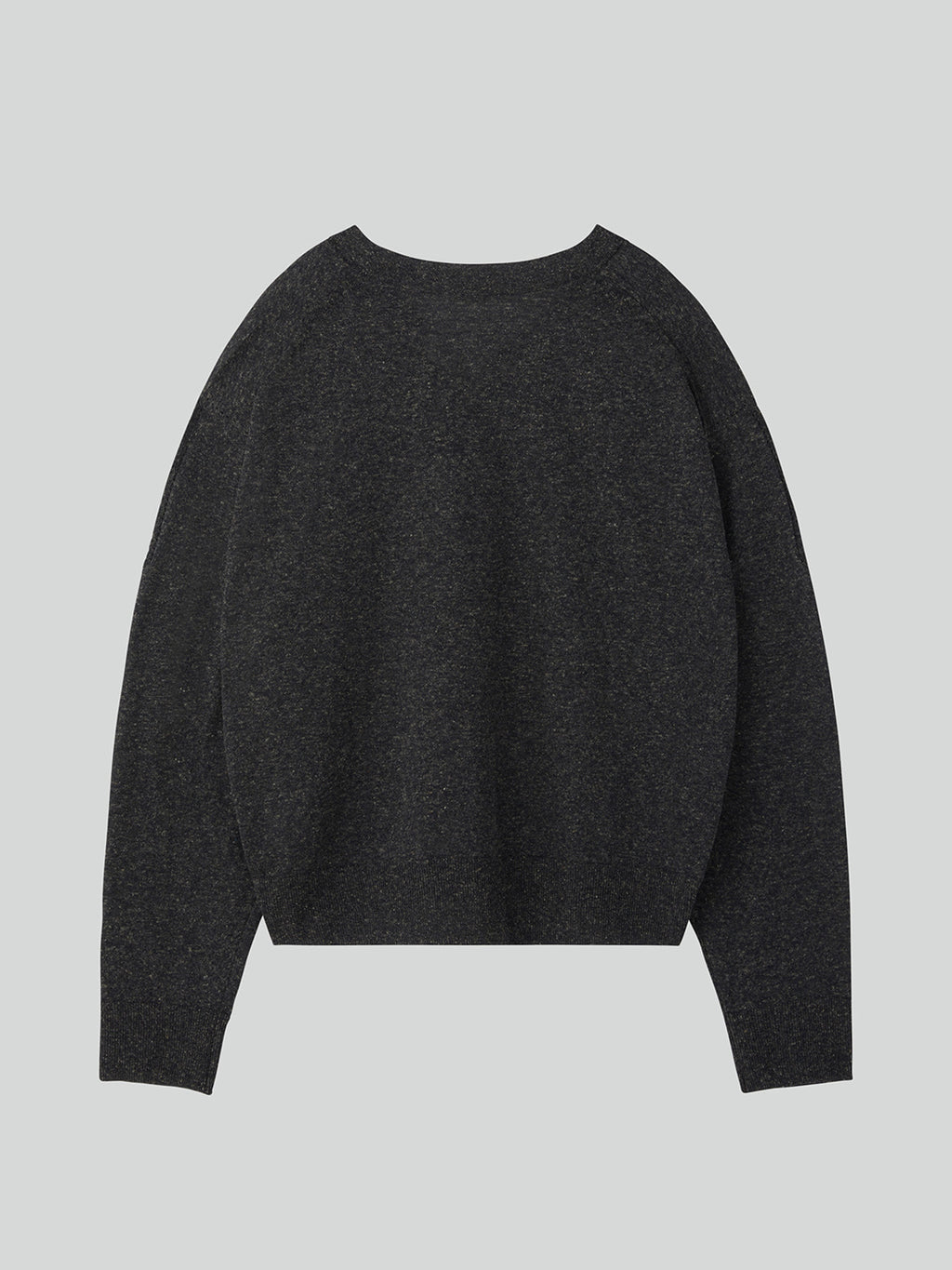 Melange V-Neck Loose Knit Top (Charcoal Grey)