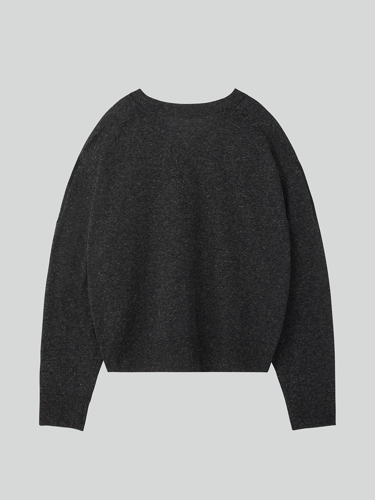 Melange V-Neck Loose Knit Top (Charcoal Grey)