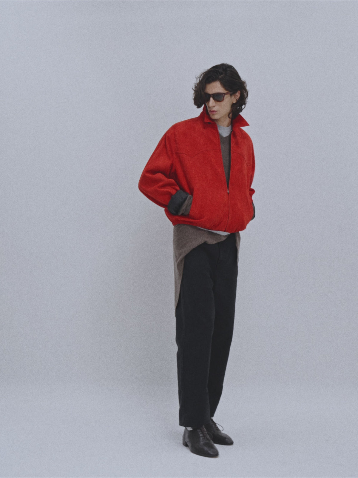 Suede Harrington Jumper (Scarlet Red)