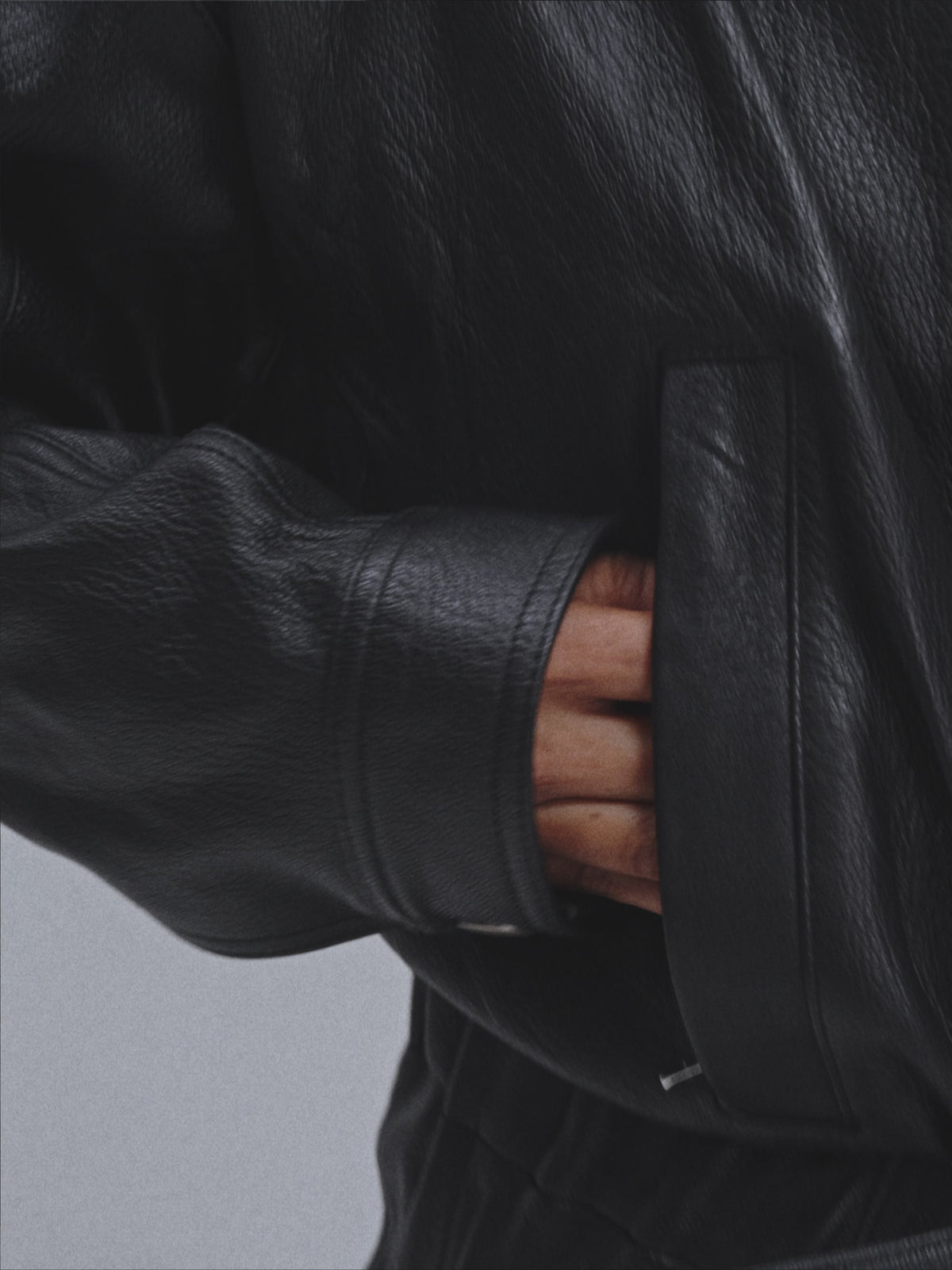 High Neck Belted Leather Jumper (Black)