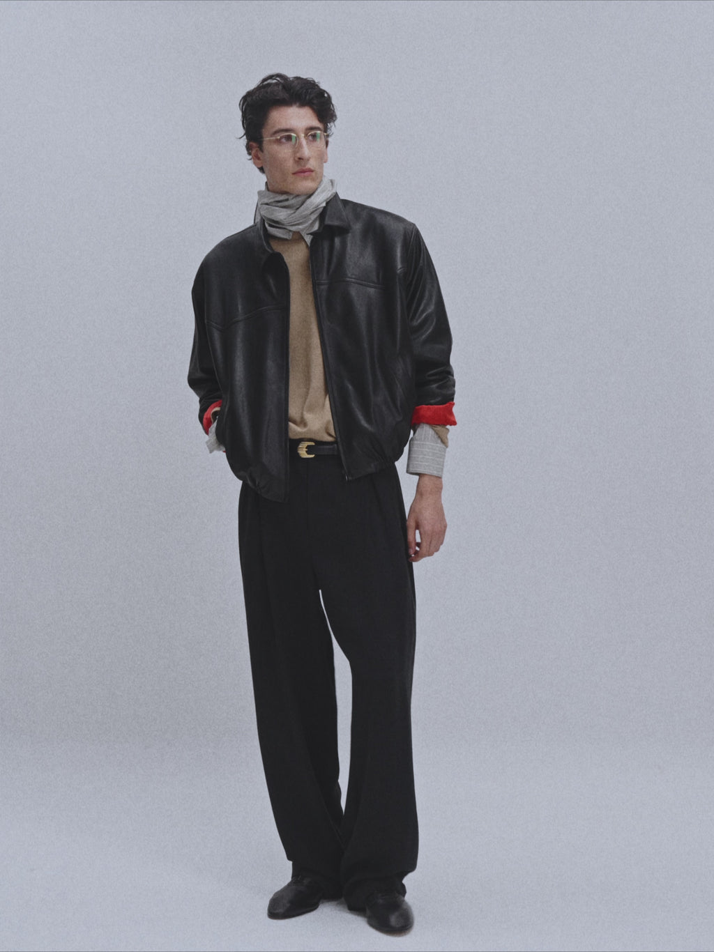 Signature Harrington Leather Jumper (Black)