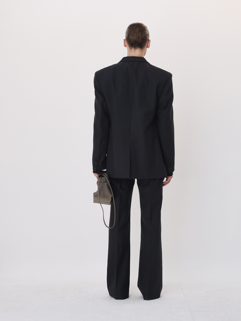 Wool Flared Suit Pants (Charcoal Grey)