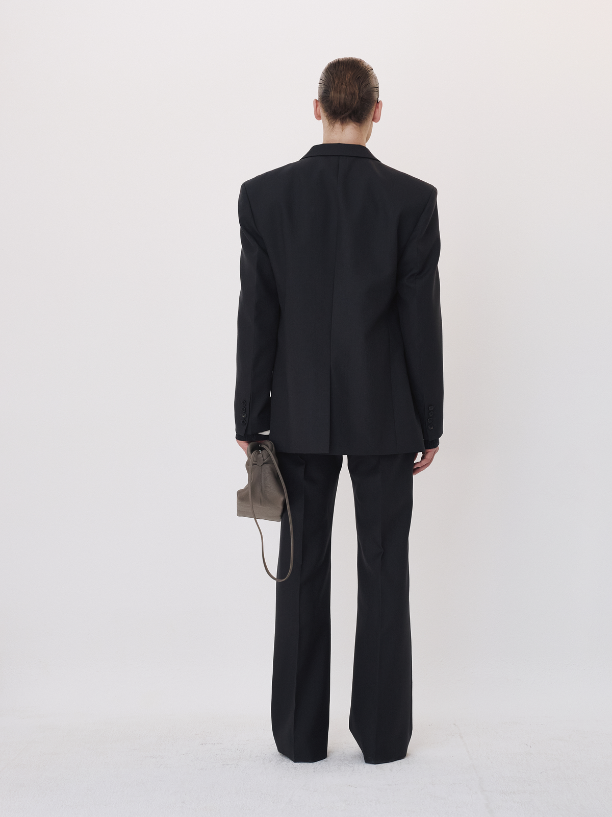 Wool Flared Suit Pants (Charcoal Grey)