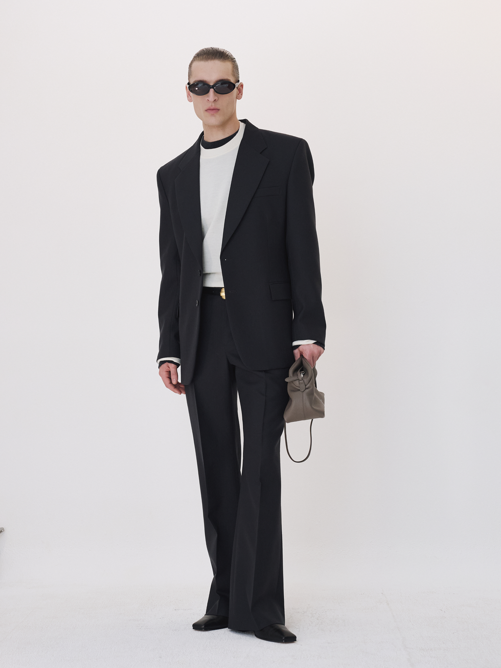 Wool Flared Suit Pants (Charcoal Grey)