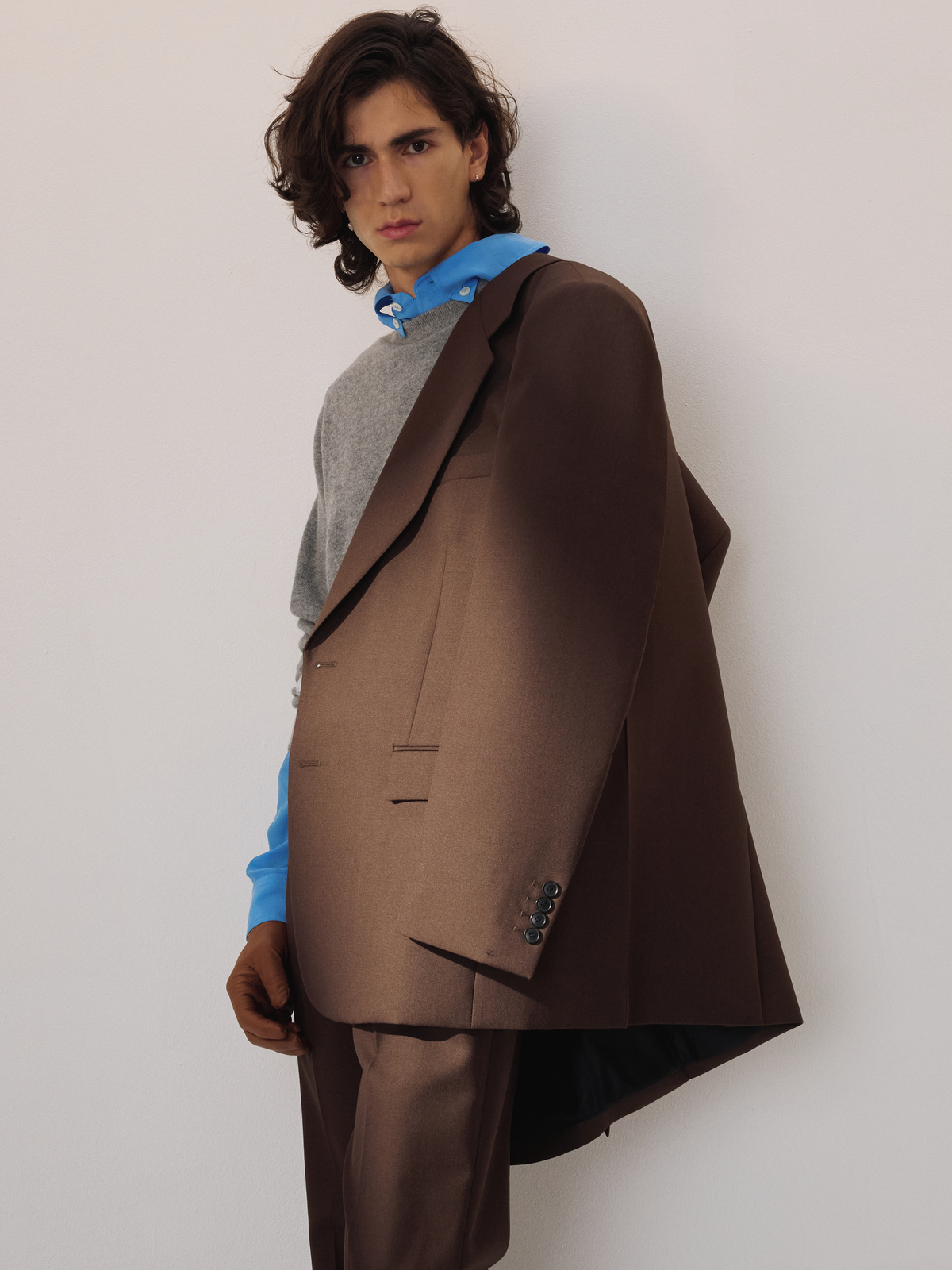 Tailored Single-Breasted Suit Jacket (Vintage Brown)