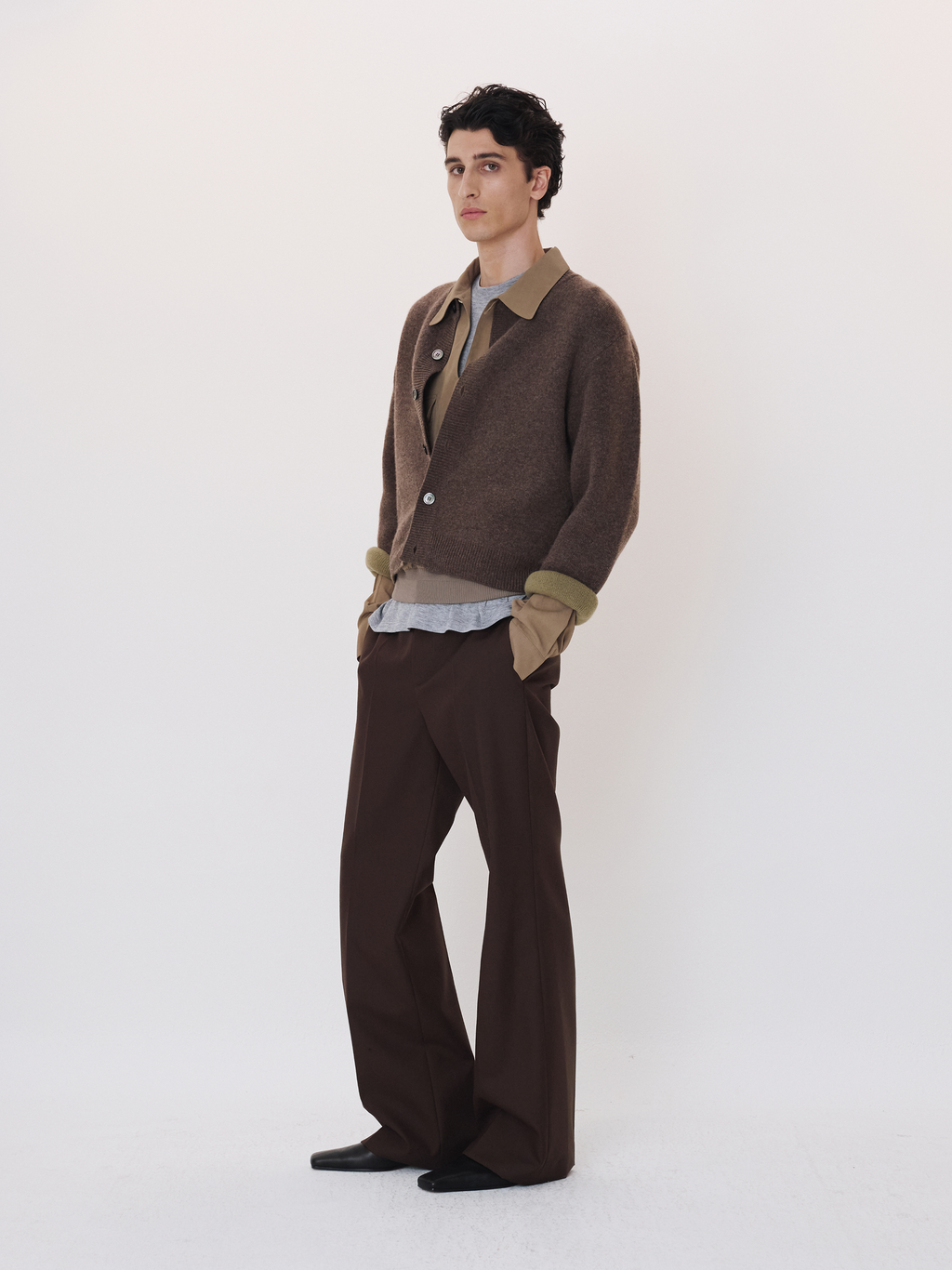 Wool Flared Suit Pants (Vintage Brown)