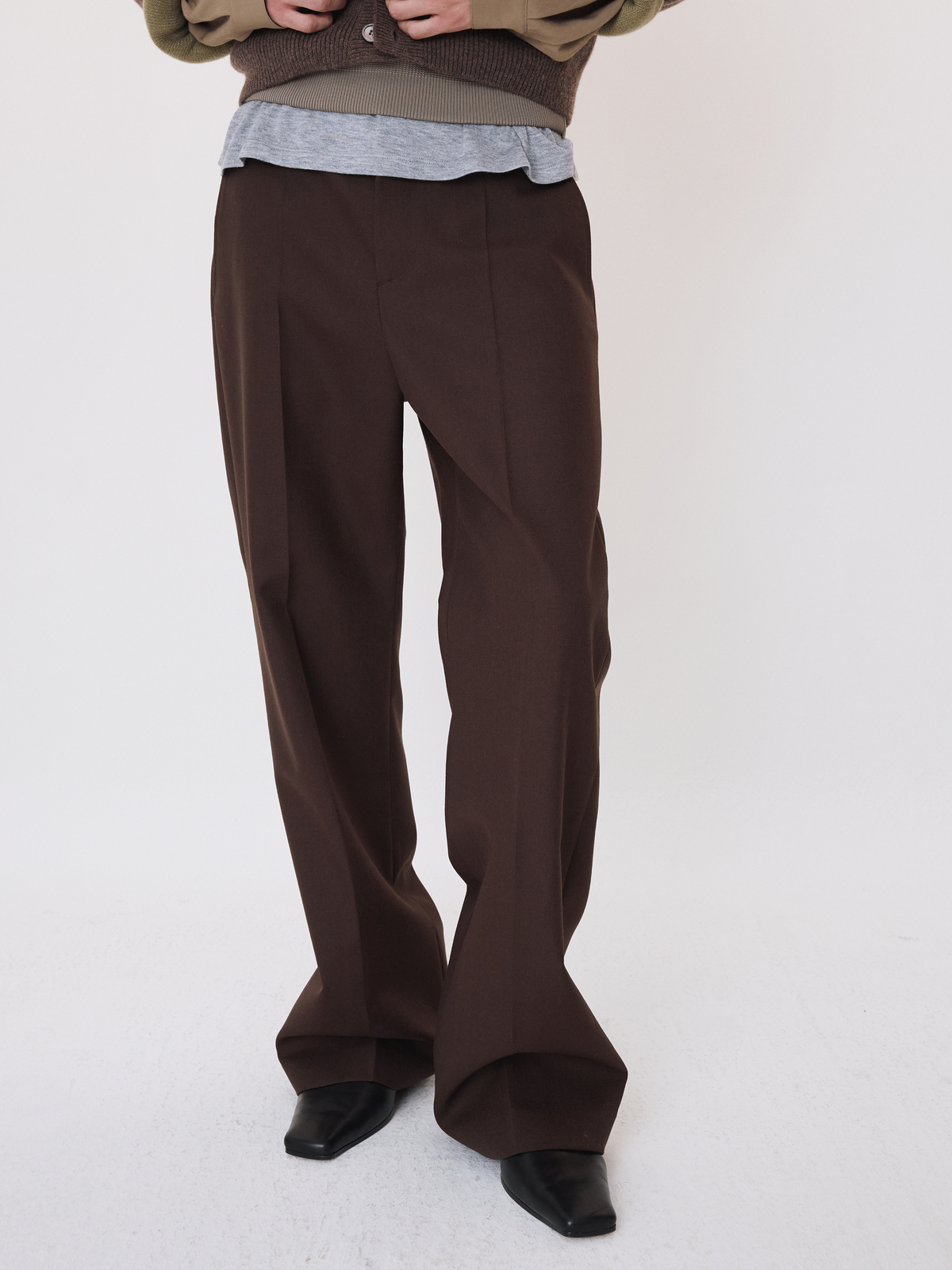 Wool Flared Suit Pants (Vintage Brown)